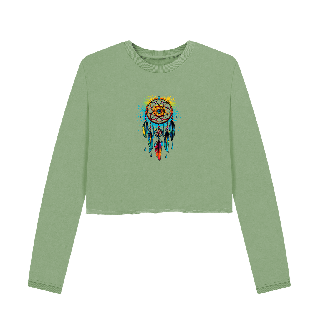 Sage Colour Drip Dreamcatcher - Women's Boxy Jumper