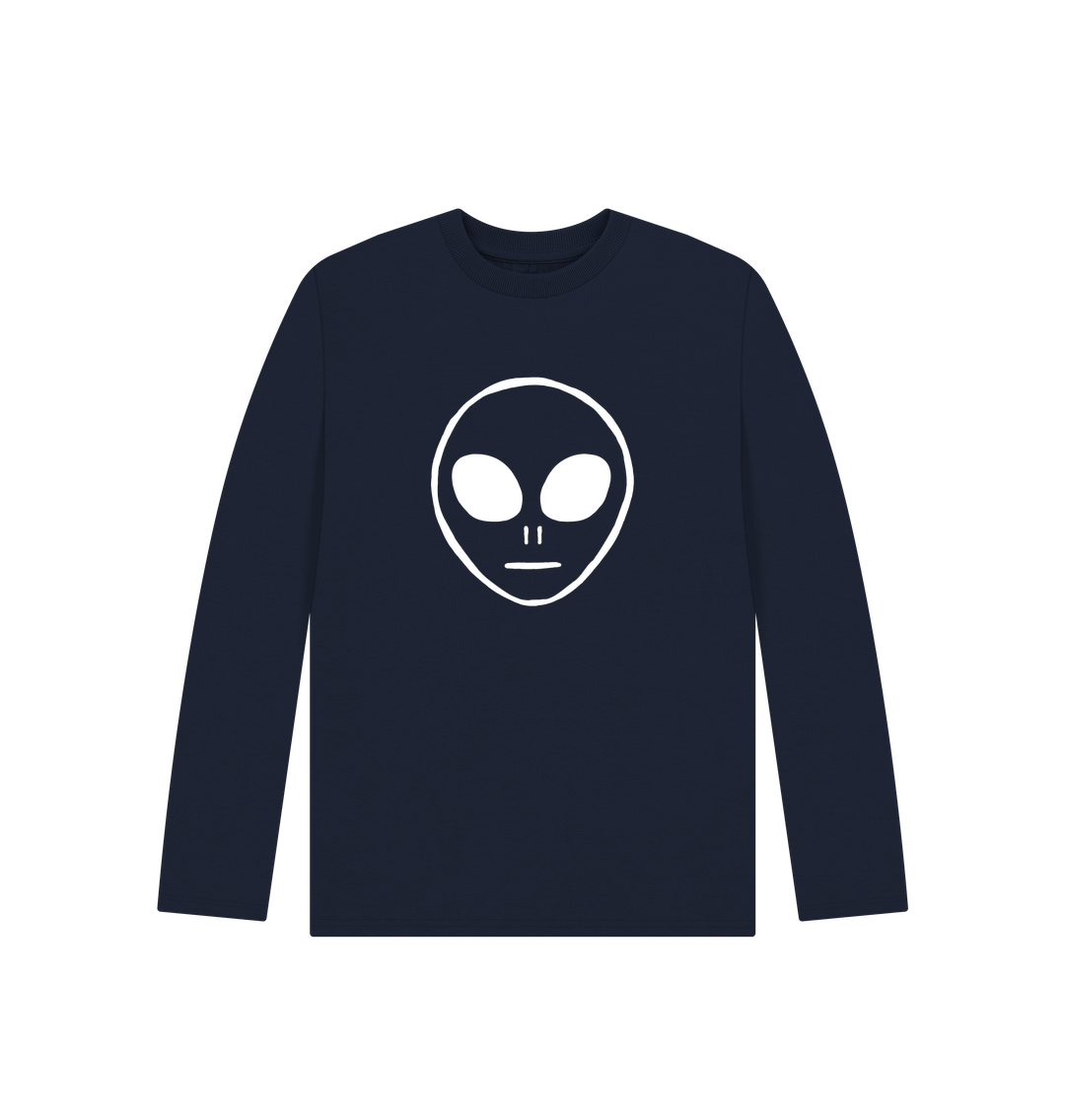 Navy Blue Alien - Kids' Organic Long Sleeve T-shirt