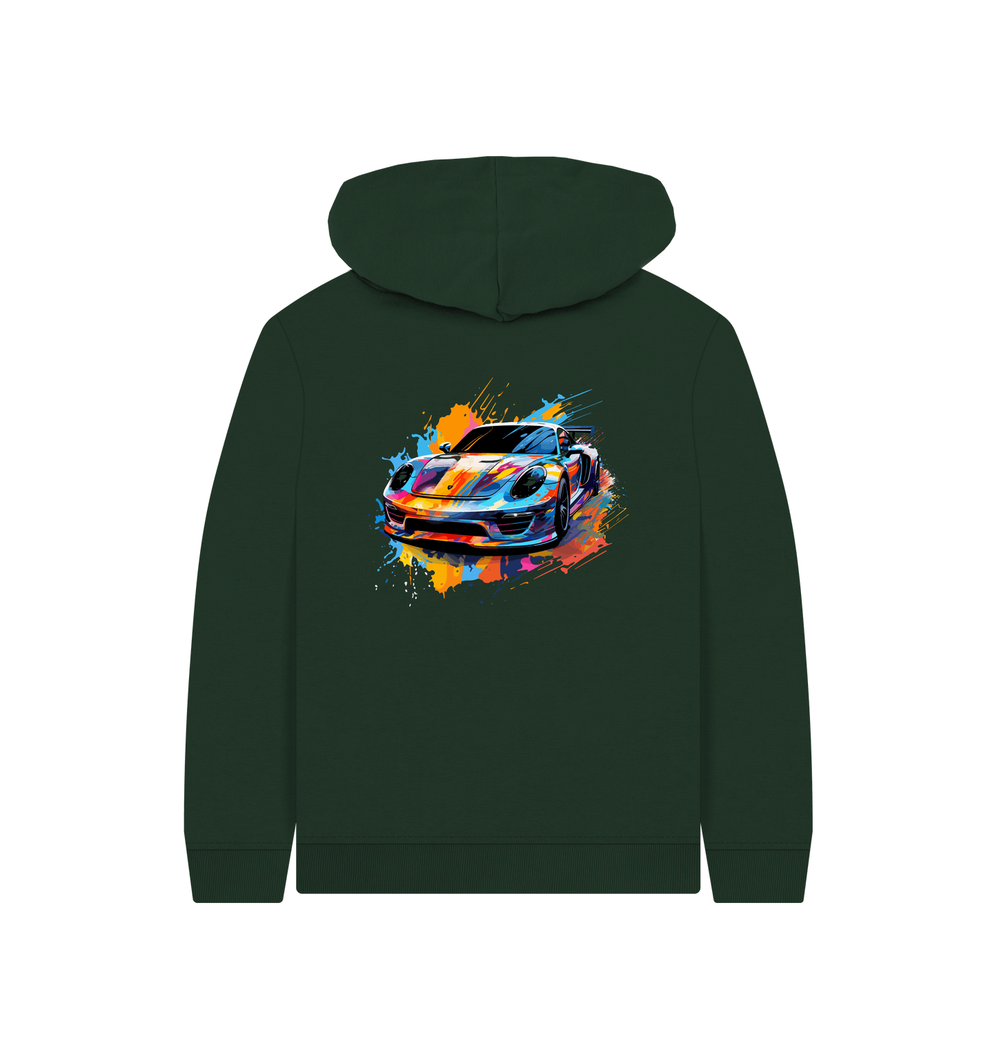 Evergreen Colour Drip Fast Car - Kids Pullover Hoody