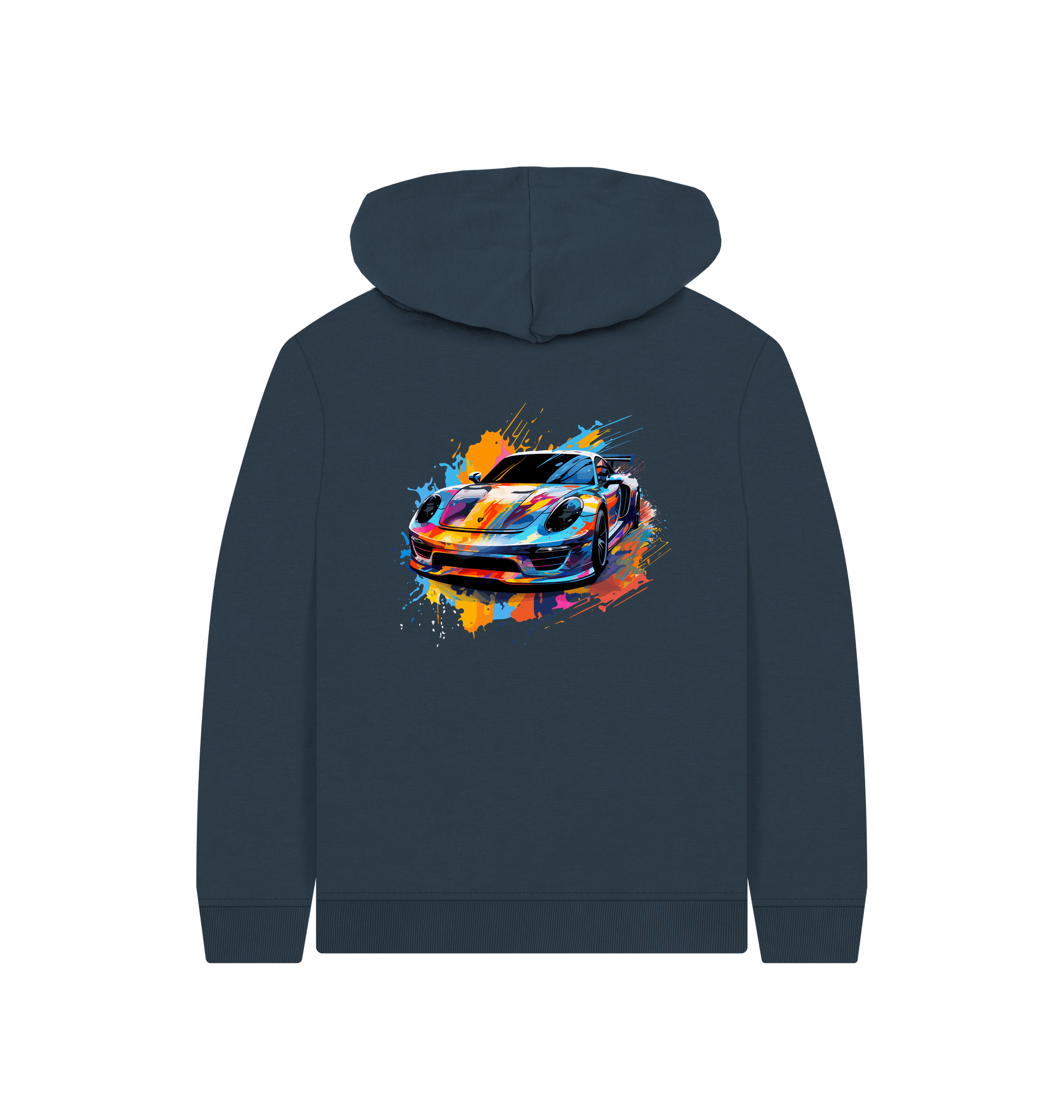 Navy Blue Colour Drip Fast Car - Kids Pullover Hoody