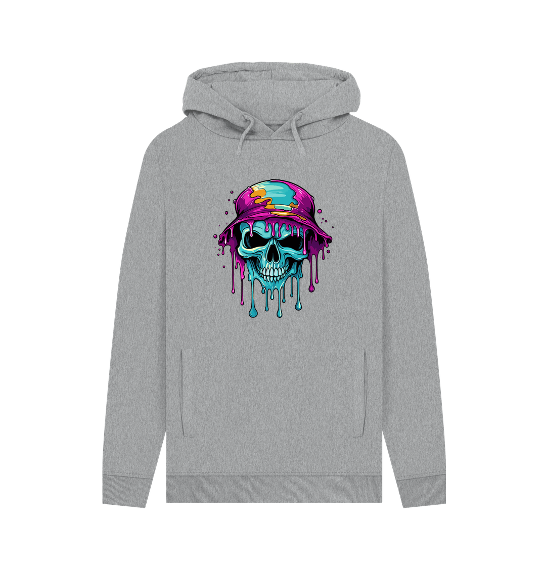 Light Heather Colour Drip Skull Hat - Men's Pullover Hoodie