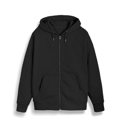 Black Plain Unisex Full Zip Hoody