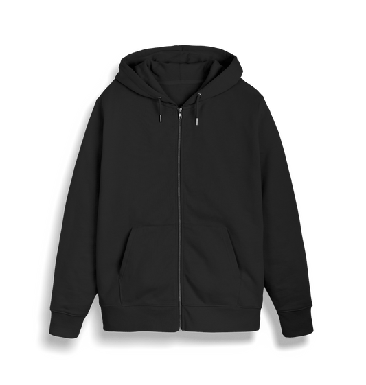 Black Plain Unisex Full Zip Hoody