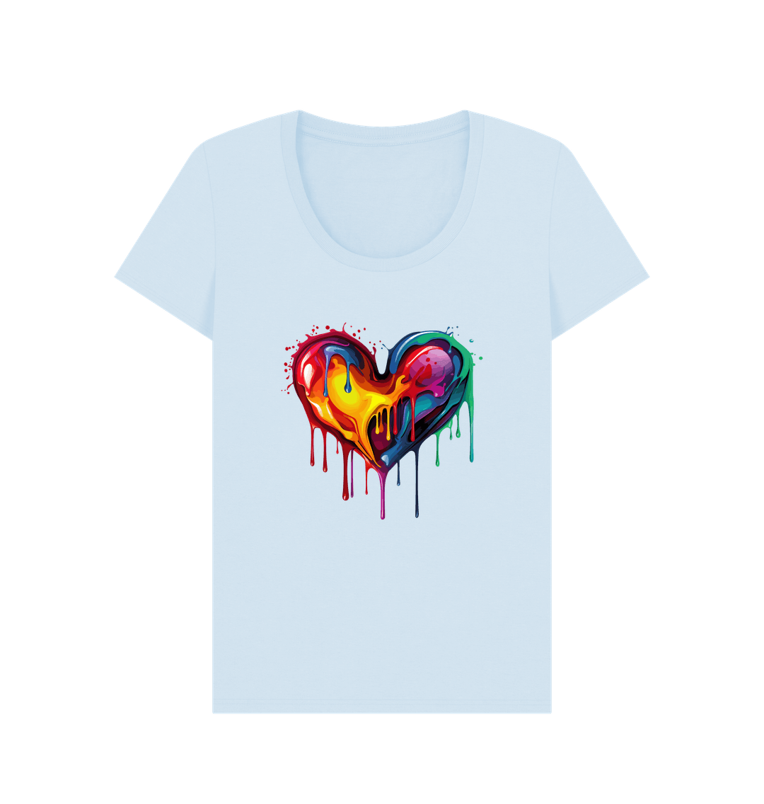 Sky Blue Colour Drip Colour of Love - Women's Scoop Neck T-shirt