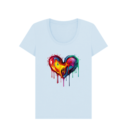 Sky Blue Colour Drip Colour of Love - Women's Scoop Neck T-shirt