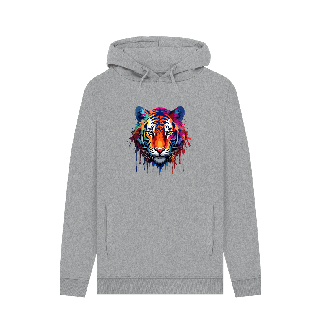 Light Heather Colour Drip Tiger - Mens Pullover Hoodie