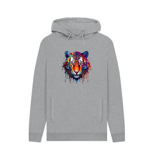 Light Heather Colour Drip Tiger - Mens Pullover Hoodie