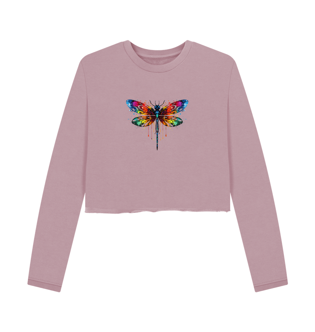 Mauve Colour Drip Dragonfly Queen - Women's Boxy Jumper