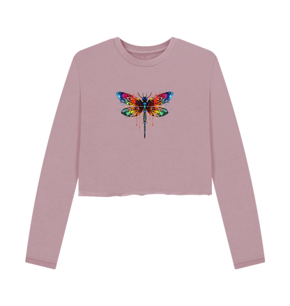 Mauve Colour Drip Dragonfly Queen - Women's Boxy Jumper