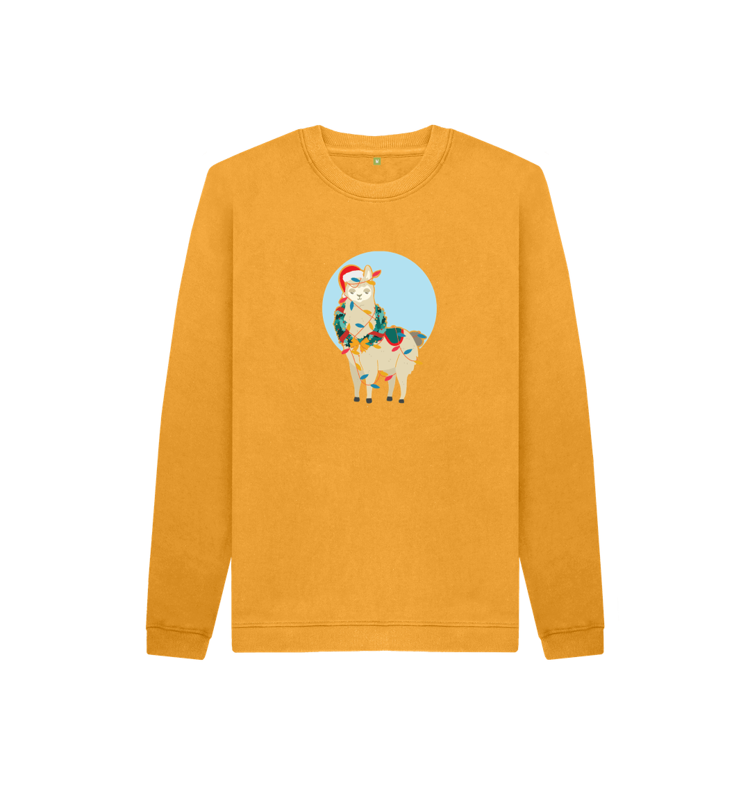 Yellow sweatshirt with llama graphic