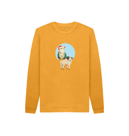 Yellow sweatshirt with llama graphic