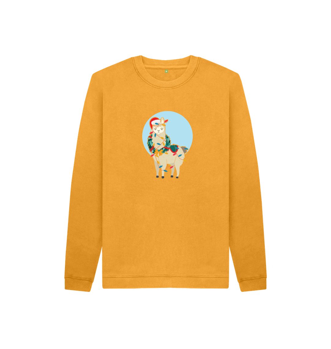 Mustard Merry Llama - Unisex Kids' Organic Jumper