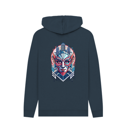 Navy Printed Hoody Back