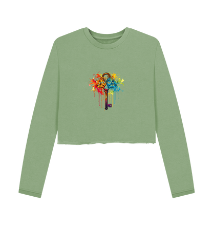 Sage Colour Drip Lock and Key - Women's Boxy Jumper