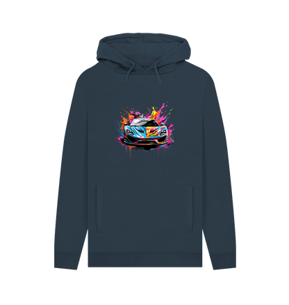 Navy Colour Drip Top Car - Men's Pullover Hoodie