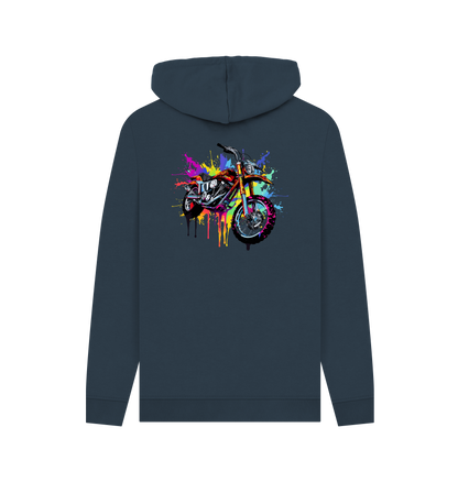 Navy Colour Drip Bike - Men's Pullover Hoodie