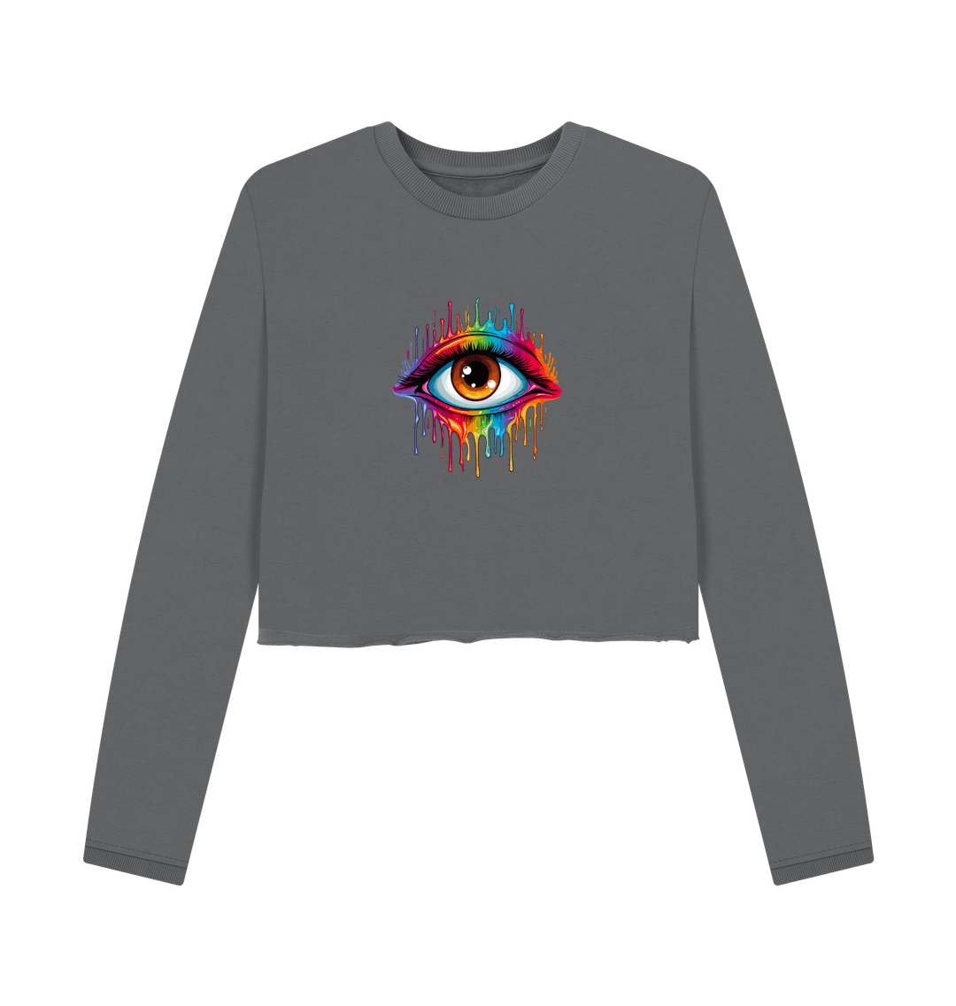 Slate Grey Colour Drip Eye Spy - Women's Boxy Jumper