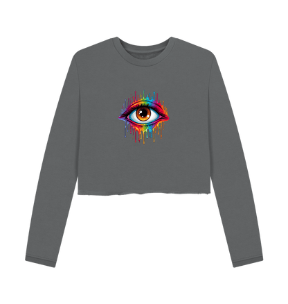 Slate Grey Colour Drip Eye Spy - Women's Boxy Jumper