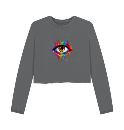 Slate Grey Printed Boxy Jumpers Front