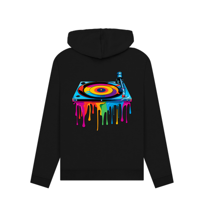 Black Colour Drip Record Deck - Womens Pullover Hoody