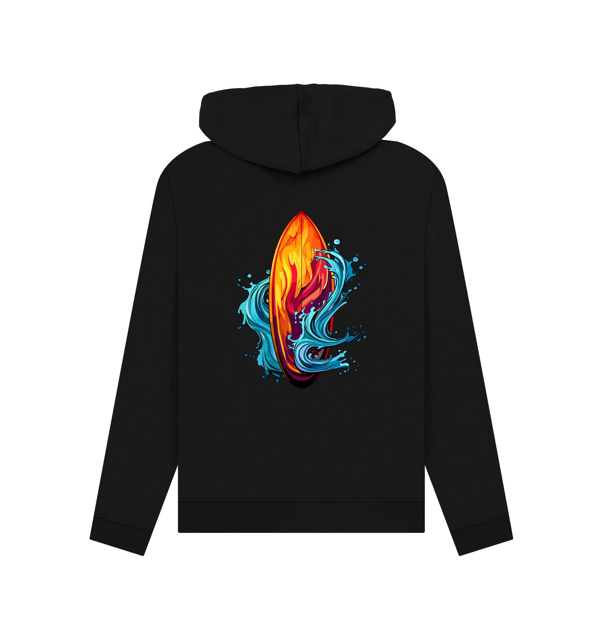 Black Colour Drip Surfs Up - Womens Pullover Hoody