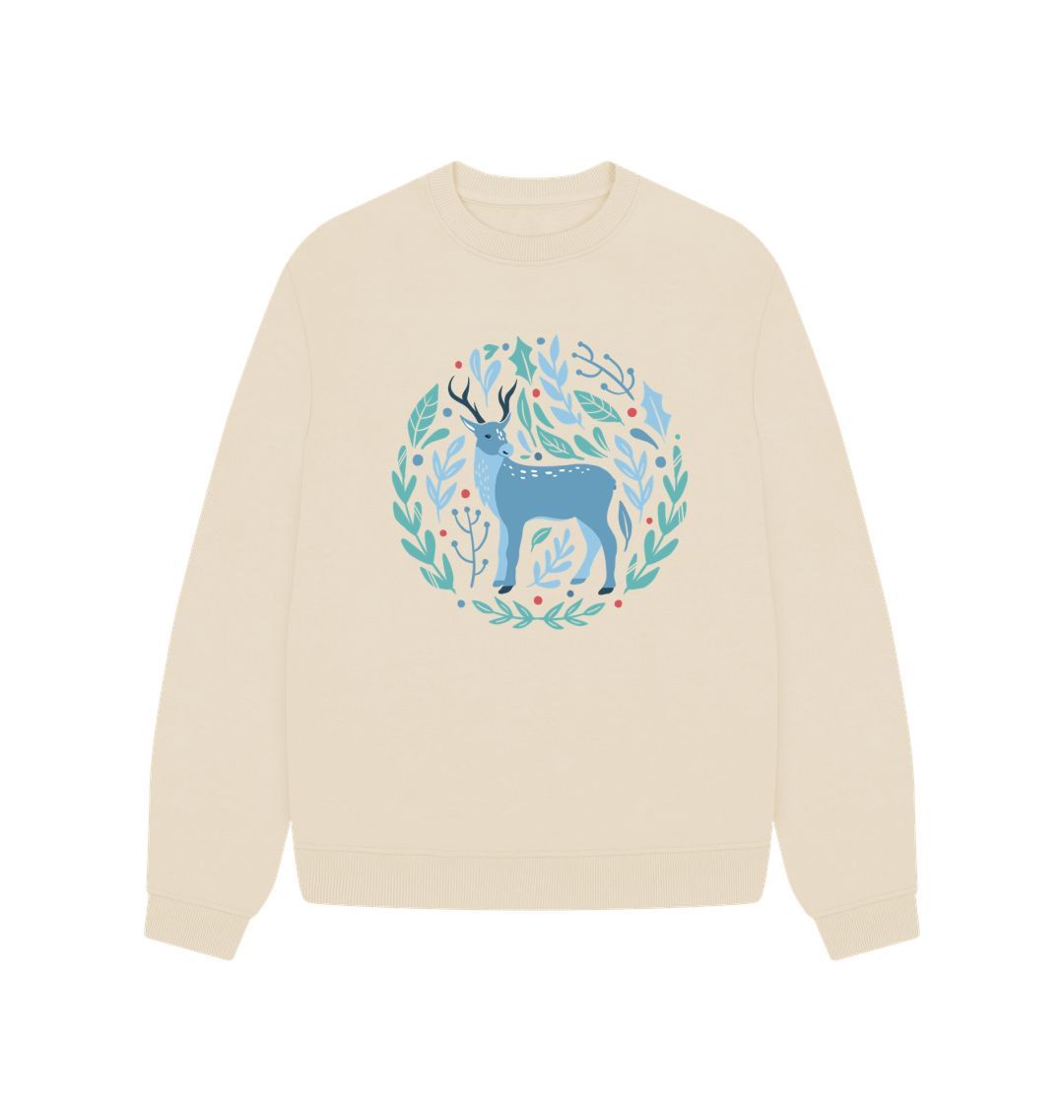 Oat Reindeer Motif - Women's Oversized Jumper