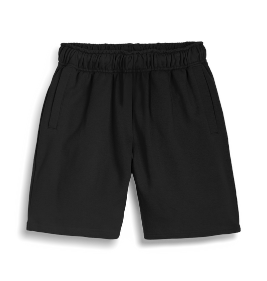 Black Plain Unisex Waker Shorts