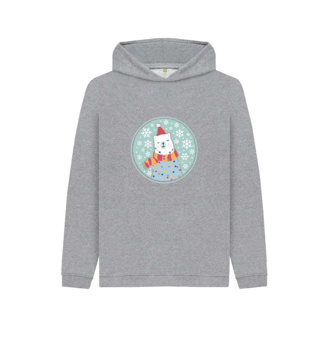 Gray hoodie with polar bear design
