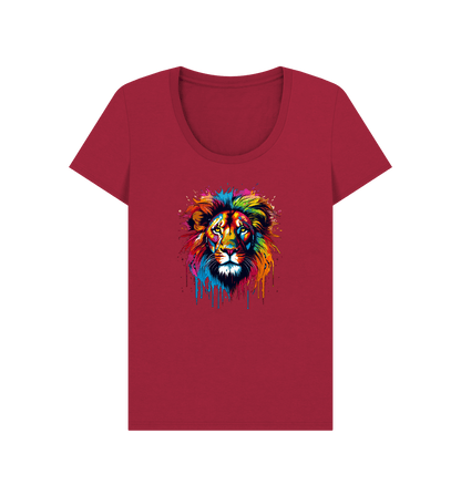 Cherry Colour Drip Lion - Women's Scoop Neck T-shirt