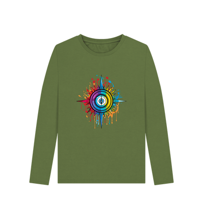 Khaki Colour Drip Time - Women's Long Sleeve T-shirt