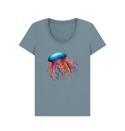 Stone Blue Colour Drip Jellyfish Dance - Women's Scoop Neck T-shirt