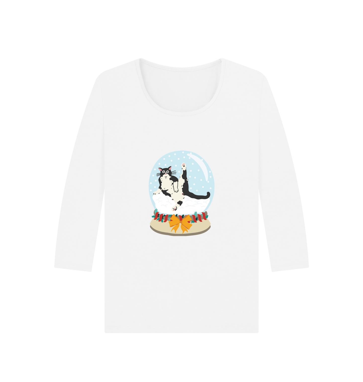 White Printed Long Sleeve T Shirt Front