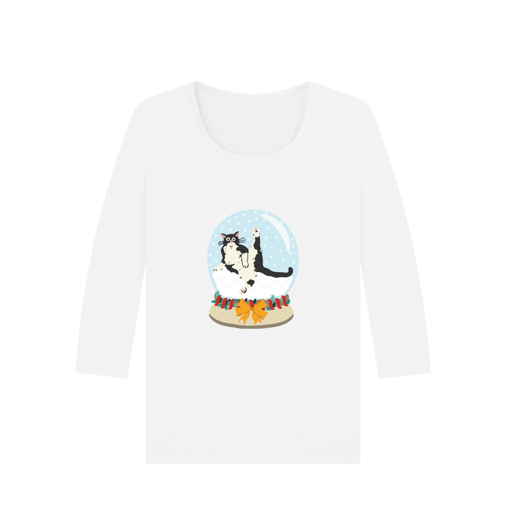 White Printed Long Sleeve T Shirt Front