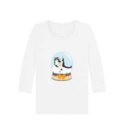 White Printed Long Sleeve T Shirt Front