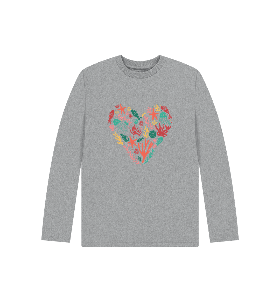 Athletic Grey Love Coral - Kids' Organic Long Sleeve T-shirt