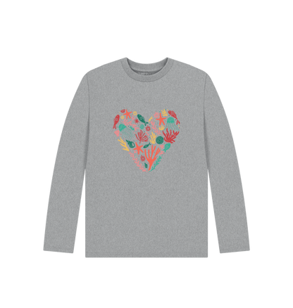 Athletic Grey Love Coral - Kids' Organic Long Sleeve T-shirt