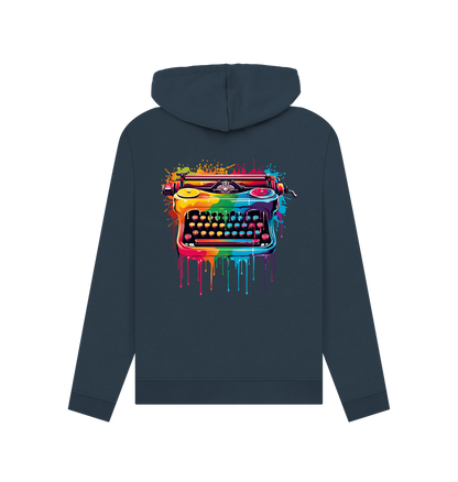 Navy Blue Colour Drip Typewriter - Womens Pullover Hoody