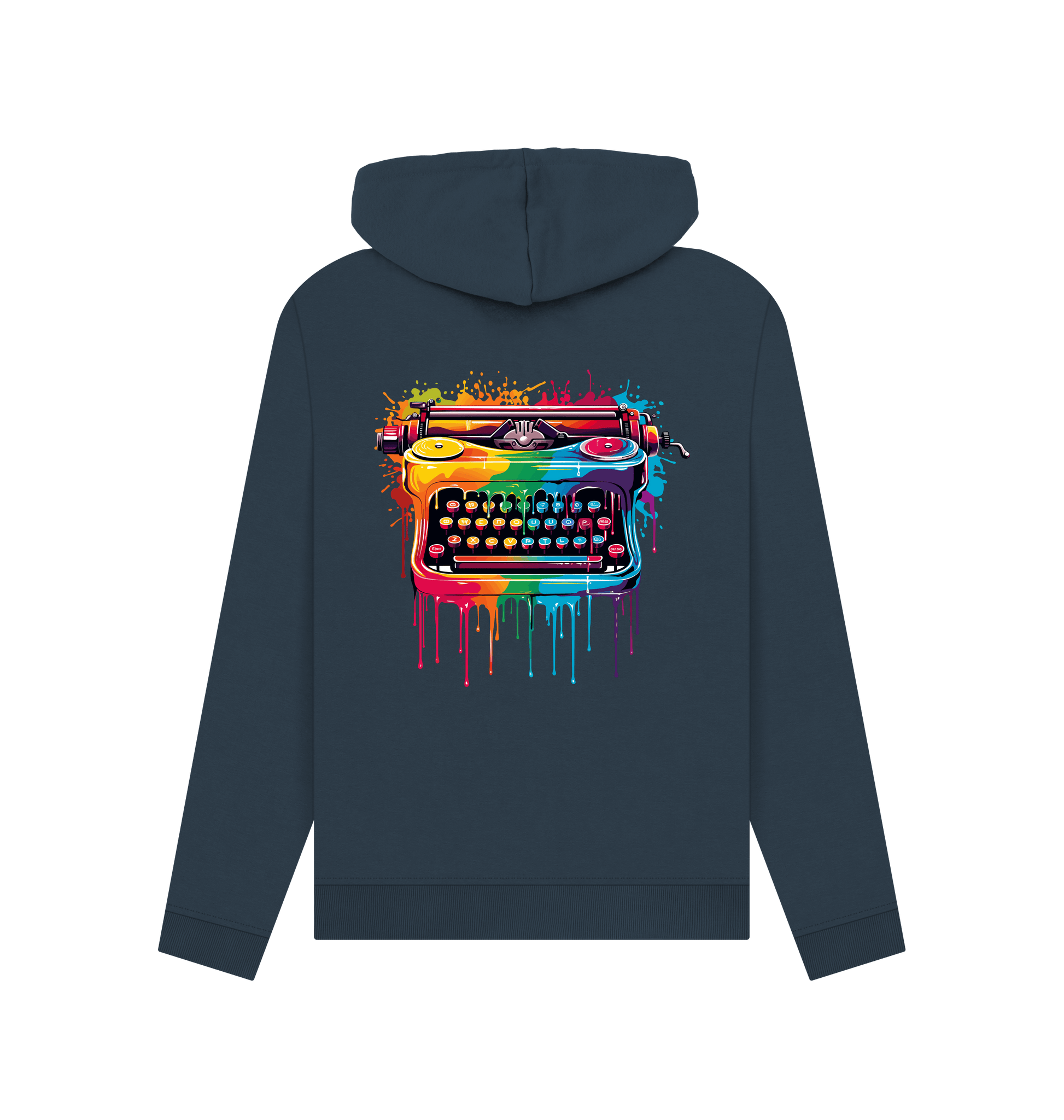 Navy Blue Printed Hoody Back