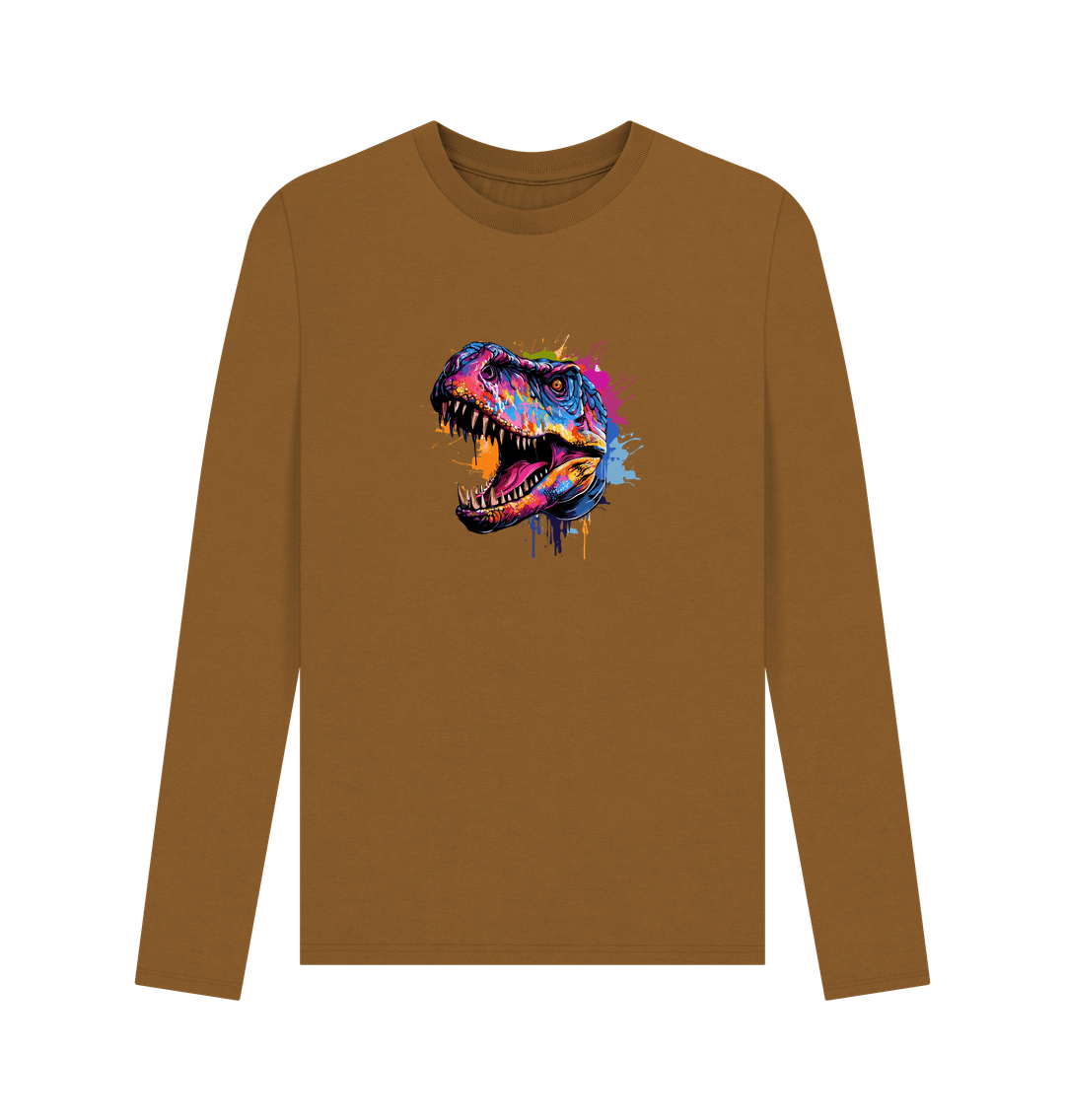 Brown Colour Drip Rex Power - Men's Long Sleeve T-shirt