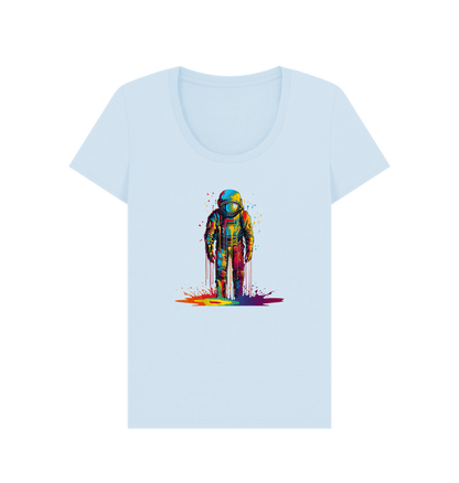 Sky Blue Colour Drip Astro - Women's Scoop Neck T-shirt