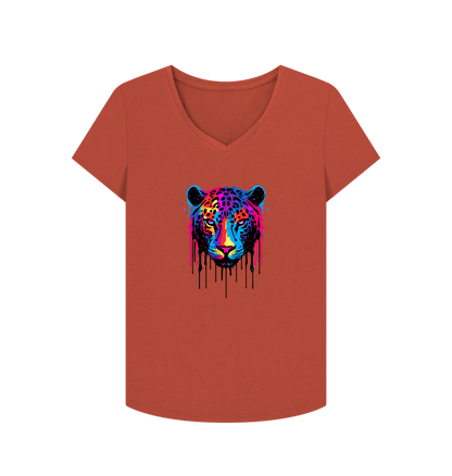 Rust Colour Drip Wild Butterfly - Women's V-Neck T-shirt