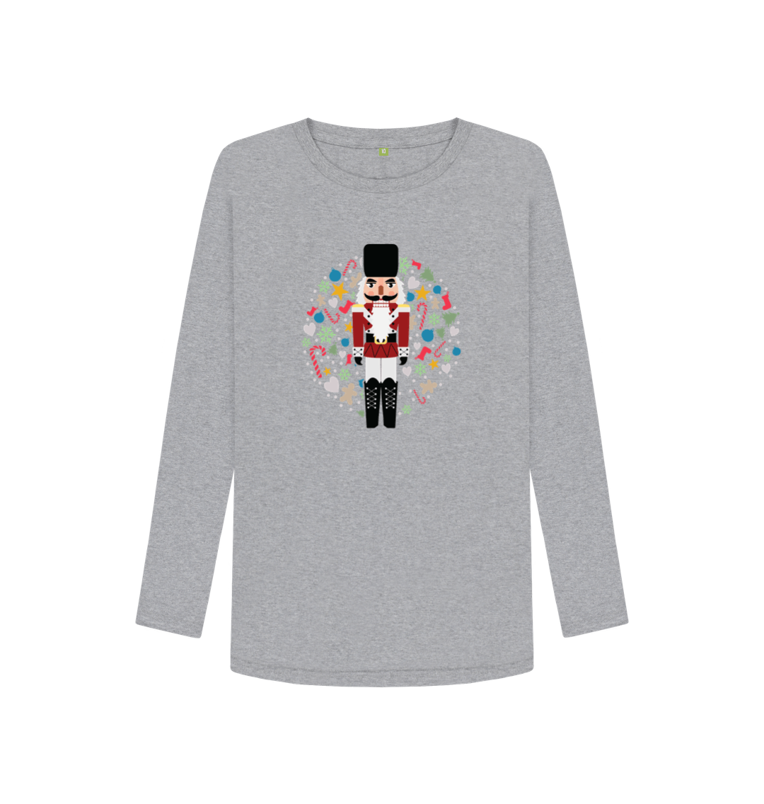 Gray long-sleeved t-shirt with nutcracker design