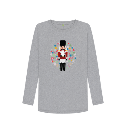 Gray long-sleeved t-shirt with nutcracker design