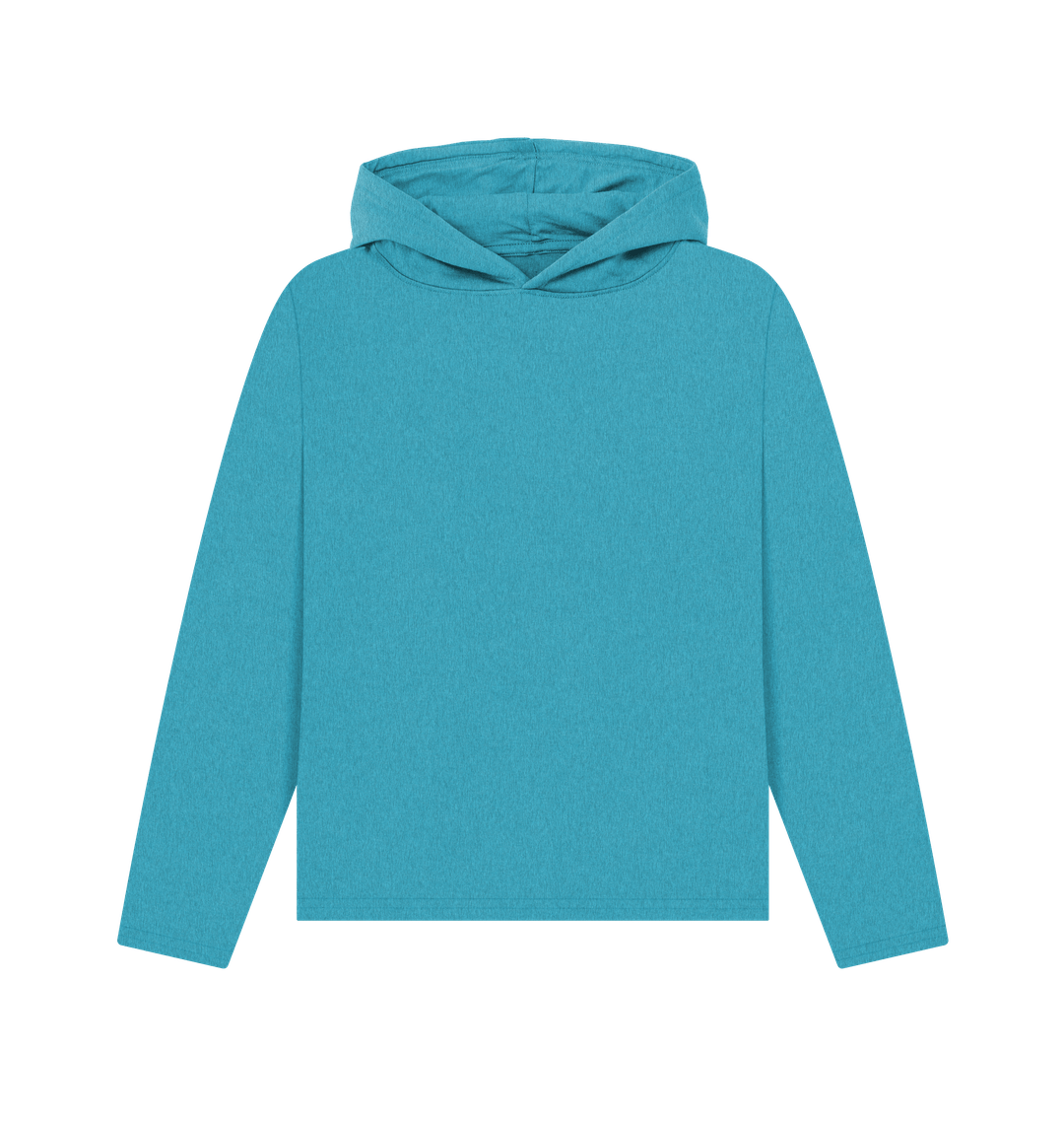 Ocean Blue Plain Women's Remill\u00ae Relaxed Fit Hoodie