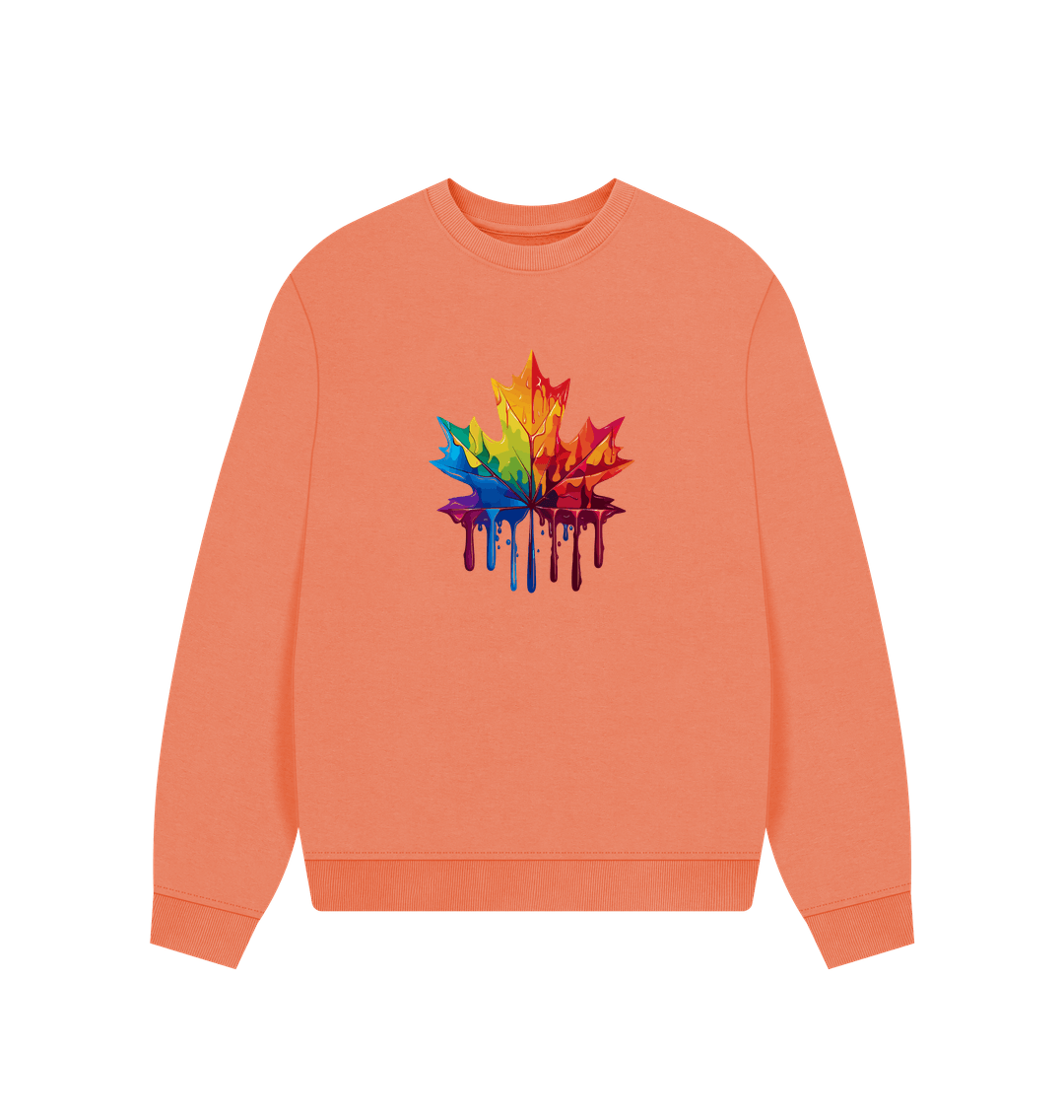 Apricot Colour Drip Autumn Leaf - Women's Oversized Jumper