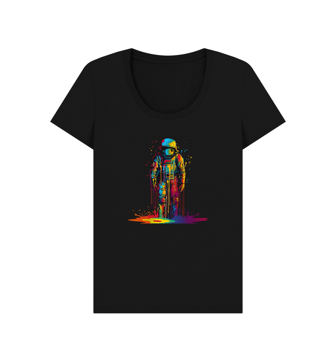 Black Colour Drip Astro - Women's Scoop Neck T-shirt