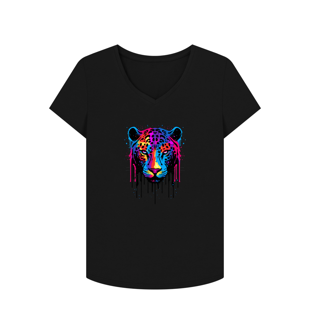 Black Colour Drip Wild Butterfly - Women's V-Neck T-shirt