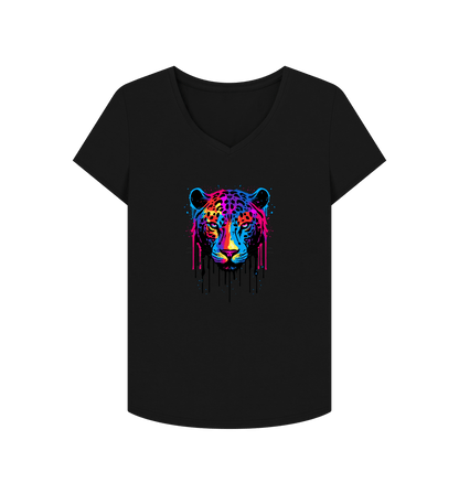 Black Colour Drip Wild Butterfly - Women's V-Neck T-shirt