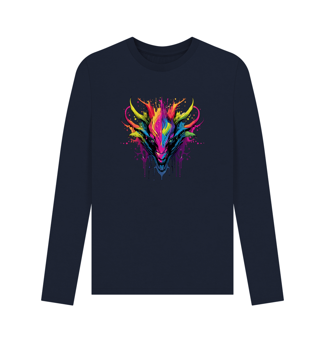 Navy Blue Colour Drip Dragon - Men's Long Sleeve T-shirt