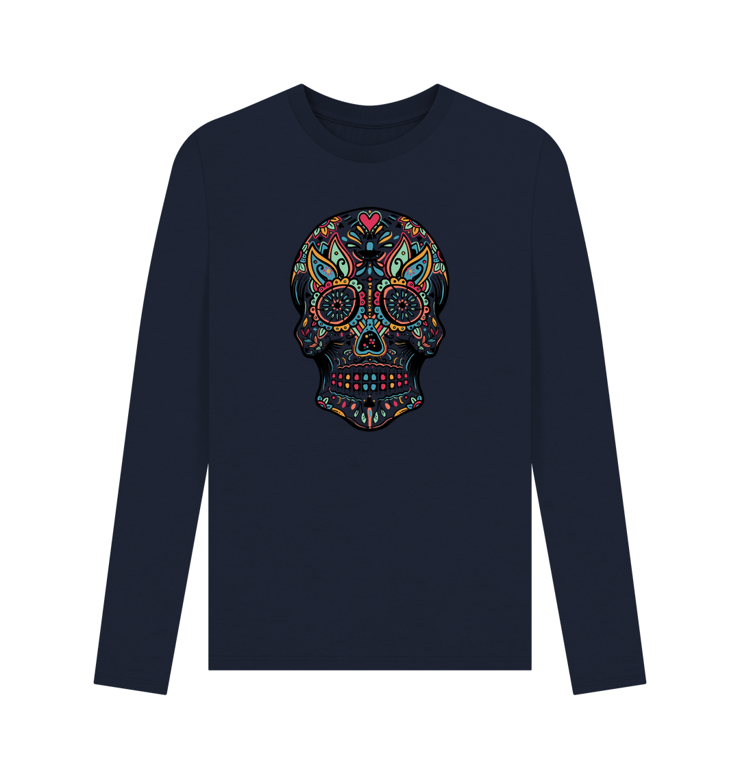 Navy Blue Skull - Men's Long Sleeve T-shirt